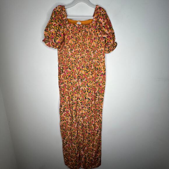 J. Crew Girls Yellow Floral Smock Jumpsuit Size 10 - Picture 4 of 7